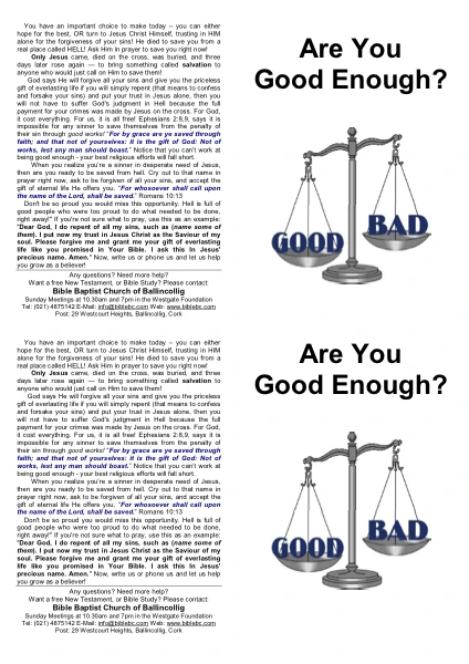Cover of Are You Good Enough? tract