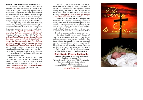 Cover of Born to Die tract